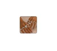 cotwdi Anillos gruesos de oro para mujer, no se deslustran, juego de anillos gruesos ajustables y gruesos, anillos apilables de oro para mujer, joyería de plata de moda, Acero aleado, Sin piedras