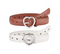 Coubeau 2 Piezas cinturón niña-Cinturón Ajustable Con Hebilla De Metal Adecuado Para Muchos Tipos De Ropa