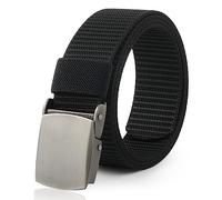 Coubeau Cinturón niño - Nylon Boys Baseball Belt Kids Golf Belt con hebilla de metal para pantalones (Cinturón plateado con hebilla negra, 28-35 pulgadas (Recomendado para 15-18 años))
