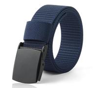 Coubeau Cinturón niño - Nylon Boys Baseball Belt Kids Golf Belt con hebilla de metal para pantalones (Cinturón negro con hebilla azul marino, 28-35 pulgadas (Recomendado para 15-18 años))