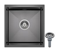 Coubird Fregadero de Cocina de Acero Inoxidable Negro Montaje Inferior/Superior Pequeño Fregadero de Cocina de Un Solo Cuenco con Accesorios de Drenaje Adecuado para Cocinas, Autocaravanas, Bares y