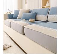 Couch Covers For 2/3/4 Cushion Couch Sofa, Full Flat Non-Slip Seat Cover with Silicone Dots, Machine Washable, Non-Slip Sofa Protector(Azul,60 * 60cm)