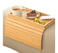 Couch Cup Holder - Foldable Armrest Table, Sofa Organizer Caddy with Drink Phone Tray Design, Remote Snack Stand for Living Room Convenience, Space Saving Furniture Accessory for Daily Relaxation