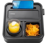 CouchConsole Bandeja original - Organizador para sofá de bebidas y aperitivos con reposabrazos, mesa con soporte para teléfono, almacenamiento y organizador de control remoto de TV, para salas de