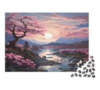 Coucher de Soleil Sur Les cerisiers en fleursPuzzles 1000 Pièces Pour Adultes, Style d'art paysagerjeux Éducatifs, Décoration D'intérieur70x50cm/1000pcs