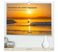 Couchers de soleil magiques - Jeux de lumière entre ciel et terre (Calendrier mural haut de gamme 2027 DIN A2 vertical), CALVENDO calendrier mensuel: ... lumière dorée et poétique de l'heure bleue.