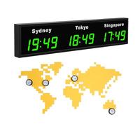 COUCHO Reloj Mundial Digital LED, Reloj con múltiples Zonas horarias, 3/4/5 Zonas horarias, Ciudades Personalizables, Material de aleación de Aluminio, Pantalla de Pared, para Oficina y multinacional