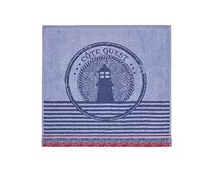 Coucke Carré éponge imprimé en Jacquard de Coton, Phare Esponja Cuadrada, algodón, Azul, 50 x 50 cm