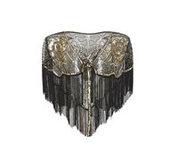 Coucoland Estola de los Años 20 para Mujer, Estilo Retro, Bufandas para Novias, Vestido de Noche, Accesorios para Disfraz de Gatsby - Dorado y Negro, Talla Única
