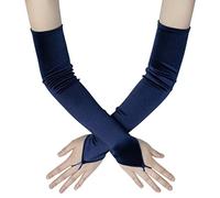 Coucoland Guantes largos para mujer, con cordones, ópera, fiesta, semiguantes, disfraz de mujer, accesorios de disfraz, azul, Talla única