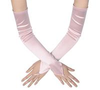 Coucoland Guantes largos para mujer, con cordones, ópera, fiesta, semiguantes, disfraz de mujer, accesorios de disfraz, Rosa., Talla única