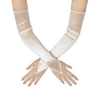 Coucoland Guantes largos para mujer, con cordones, ópera, fiesta, semiguantes, disfraz de mujer, accesorios de disfraz, champán, Talla única