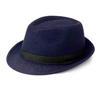 Coucoland Sombrero de Panamá Mafia Gángster para Hombre Fedora Trilby Bogart Sombrero de 1938 para Hombre Accesorio de Disfraz de Gatsby Original, azul oscuro, Talla única