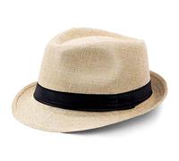 Coucoland Sombrero Panamá 1920s para hombre - Sombrero Fédora Mafia Gángster Accesorios de Disfraz Gatsby Talla Única, beige, L