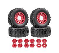 CoudarTitie 2 Piezas Neumáticos RC Coche Ruedas Cubiertas Llantas Patrón de Bloques Muerde Goma Duradera con Inserto Moldeado Adaptables a Varios Ejes Adecuado, Red