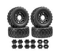 CoudarTitie 2 Piezas Neumáticos RC Coche Ruedas Cubiertas Llantas Patrón de Bloques Muerde Goma Duradera con Inserto Moldeado Adaptables a Varios Ejes Adecuado, Black