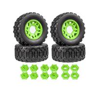 CoudarTitie 2 Piezas Neumáticos RC Coche Ruedas Cubiertas Llantas Patrón de Bloques Muerde Goma Duradera con Inserto Moldeado Adaptables a Varios Ejes Adecuado, Green