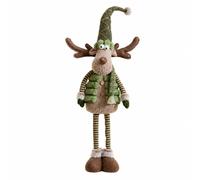 CoudarTitie Adorno Mesa con Forma Ciervo Festivo Figura Animal Naviño con Cuernos Acogedor Muñeco Peluche Chaleco y Bufanda para Oficina, Elk Point Elástico