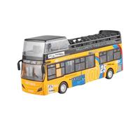 CoudarTitie Autobús de Dos Pisos de Aleación con Mecanismo de Retroceso Puertas Abatibles Luces Y Sonidos Realistas Neumáticos de Goma Adecuado para Niños Colecci, Amarillo