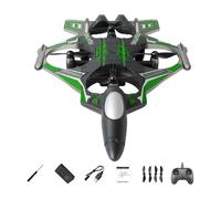 CoudarTitie Avión Planeador de Juguete con Control Remoto, Cuerpo Resistente, Controles Sencillos Y Luces LED Multicolores para Niños Y Aficionados a La Aviación, Verde 1 Batería