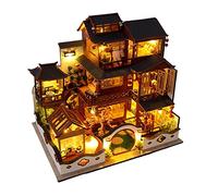 CoudarTitie Casa de Muñecas Juego de Construcción Miniatura Casa 3D con Muebles Proyecto Manualidad de Madera con Luz LED Adecuada para Creatividad Decoración