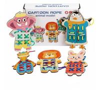 CoudarTitie Children Lacing Board Tablero de Ensartar Infantil Juego de Hilo Motricidad Fina Tarjetas de Coser Aprendizaje Temprano Diseño Interactivo, Animal