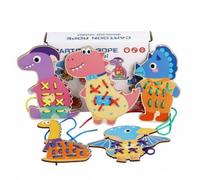 CoudarTitie Children Lacing Board Tablero de Ensartar Infantil Juego de Hilo Motricidad Fina Tarjetas de Coser Aprendizaje Temprano Diseño Interactivo, Dinosaur