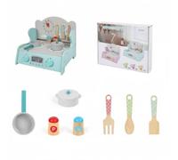 CoudarTitie Children Play Kitchen Cocina de Juguete Infantil Juego de Cocina Set de Utensilios Estufa con Mandos Madera con Colgadores y Reloj Adecuada para, Grande, Azul