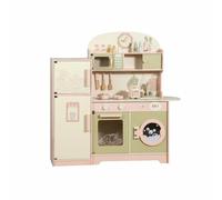 CoudarTitie Cocina de Juguete para Niños Set de Cocina Cocinita de Juguete Juego de Roles Madera con Estantes y Ganchos a Recrear Rutinas del Hogar Conveniente para Guardería y