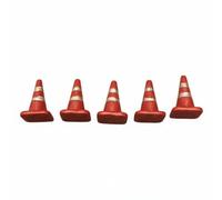 CoudarTitie Cono de Tráfico en Miniatura 1/64 Accesorio Diorama Señal Vial Pylón Resina con Banda Reflectante para Maquetas Adecuado para Construcción Aparcamientos Escenas de Emergencia, Rojo