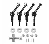 CoudarTitie Cvd Drive Shaft Eje de Transmisión Cardán Motriz Hierro Endurecido con Mecanizado CNC para Suavidad y Estabilidad Adecuado para Coches RC 1/14 Rutas, Juego, Negro+Plata