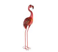 CoudarTitie Escultura de Exterior Flamenco Estatua Jardín Figura Decorativa con Panel Solar Ornamento Metal Resistente Hierro Color Rojo con Estaca Adecuada para