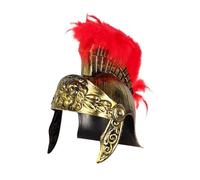 CoudarTitie Fighter Helmet Adulto Casco Medieval Caballero Romano Accesorio Cultural Material PP Apto para Fiestas Temáticas Educación Histórica Decoración de, Oro con Pluma