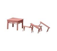 CoudarTitie Juego de 5 Piezas para Casa de Muñecas en Miniatura, Fabricado en Resina: Mesa, Sillas Y Accesorios para Una Microhabitación Artí, Sin Pintar