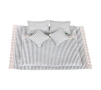 CoudarTitie Juego de Ropa de Cama para Casa de Muñecas Set Miniatura Sábanas Almohadas Realismo Simulado en Tela Detallada Adecuado para Decoración Juegos, Verde Blanco