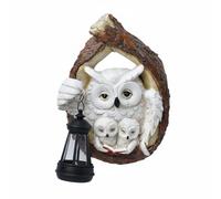 CoudarTitie Lámpara de Pared Exterior Solar Aplique Farol Luz Mural con Estatua de Búhos Hijo Resina Resistente a la Intemperie y Carga Diurna Adecuada para Jardín Patio Cerca