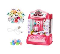 CoudarTitie Máquina de Garra Electrónica Mini Arcade Expendedora Dispensador de Caramelos Juguete Musical para Niños Adecuado para Reuniones Decoración Infantil J, Rosa 20 Muñecas