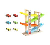 CoudarTitie Pista de Carreras de Madera Juguete Deslizante para Automóviles Juegos Didácticos Infantiles Montaje Creativo Adecuado para Juegos en Casa, 4 Pistas