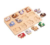 CoudarTitie Rompecabezas de Formas de Madera con Clavijas, Tablero Clasificador de Formas, Juguetes para El Aprendizaje Temprano de La Coordinación Man, Animal