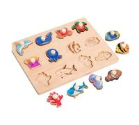 CoudarTitie Rompecabezas de Formas de Madera con Clavijas, Tablero Clasificador de Formas, Juguetes para El Aprendizaje Temprano de La Coordinación Man, Marina