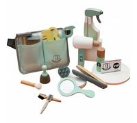 CoudarTitie Set de Peluquería Infantil Juego de Peluquero Maletín de Kit de Belleza Accesorios de Madera con Interruptor Móvil y Botella Rociadora Realista