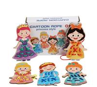CoudarTitie Tablero de Enhebrado Infantil Tablero de Cordones Juguete de Madera Aprendizaje Temprano Destreza Manual Enfoque Gradual Coordinación Adecuada para, Princesa