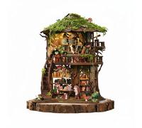 CoudarTitie Teahouse Miniatura Manual Puzzle Artesanía Insertar de Estante de Bosque con Luz para Mejorar la Estética Adecuado para Escritorio