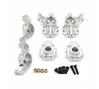 CoudarTitie Vehicle Model Conjunto Eje Delantero Cubo Dirección Junta C Pieza RC Ajuste 1/10 Aluminio de Alta Resistencia Control Suave Adecuado para Escaladores, Plata