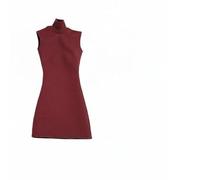 CoudarTitie Vestido para Figura Femenina de Colección Compatible con Cuerpos Estándar Escala 1/6 Material Anti-decoloración y Costura Duradera Adecuado para, Rojo Oscuro, Falda Cuello Alto