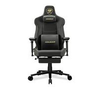 COUGAR Armor EVO M - Silla para Videojuegos con Piel de PVC Transpirable, reposabrazos Ajustables 5D, reposapiés retráctil, cojín Lumbar, Espuma magnética para el Cuello (Dorado)