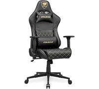 COUGAR Armor One V2 Gold - Silla para Juegos, Superficie de Piel de PVC, reposabrazos Plegables 4D, reclinable de 155°, Ajuste de Altura de elevación de pistón, Soporte de Peso de hasta 120 kg, Color