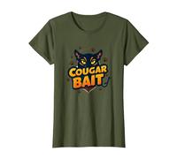 Cougar Bait: Humor Ingenioso de los Cazadores de Mujeres Mayores Camiseta, Mujer, Verde Oliva, L
