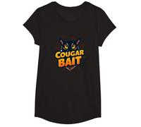 Cougar Bait: Humor Ingenioso de los Cazadores de Mujeres Mayores Camiseta, Niñas, Negro, Grande