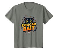 Cougar Bait: Humor Ingenioso de los Cazadores de Mujeres Mayores Camiseta, Niños, Verde Militar Jaspeado, 12 años